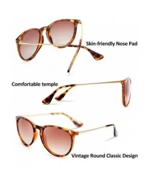 Polarized Sunglasses Women Men Vintage Round Classic Mirrored Sun Glasses B2571 - Leopard Brown - CG1947MKYEL $10.48 Round