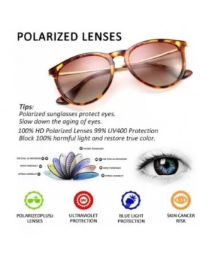 Polarized Sunglasses Women Men Vintage Round Classic Mirrored Sun Glasses B2571 - Leopard Brown - CG1947MKYEL $10.48 Round