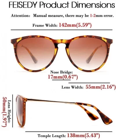 Polarized Sunglasses Women Men Vintage Round Classic Mirrored Sun Glasses B2571 - Leopard Brown - CG1947MKYEL $10.48 Round