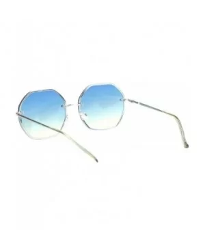 Womens 90s Rimless Octagon Designer Metal Rim Sunglasses - Silver Blue Yellow - CK18OEK93SX $9.72 Rimless