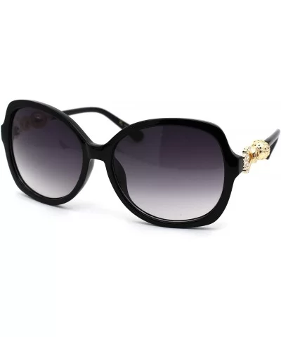 Womens Rhinestone Bling Jewelry Hinge Butterfly Sunglasses - Black Gold Smoke - CL18YK987N6 $9.20 Butterfly