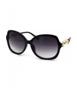 Womens Rhinestone Bling Jewelry Hinge Butterfly Sunglasses - Black Gold Smoke - CL18YK987N6 $9.20 Butterfly