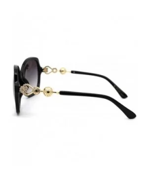 Womens Rhinestone Bling Jewelry Hinge Butterfly Sunglasses - Black Gold Smoke - CL18YK987N6 $9.20 Butterfly