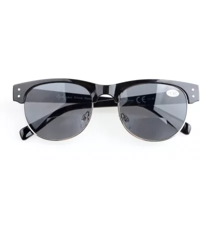 Retro Oval Round Half Semi-Rimless Bifocal Sunglassess Black +2.5 - S011 Black - CV12GPC54NV $9.73 Oval