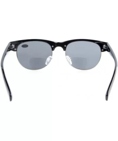 Retro Oval Round Half Semi-Rimless Bifocal Sunglassess Black +2.5 - S011 Black - CV12GPC54NV $9.73 Oval