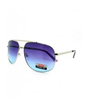 Color Lens Square Aviator Sunglasses Flat Top Silver Metal Frame - Silver - C311E4DO51L $6.67 Aviator