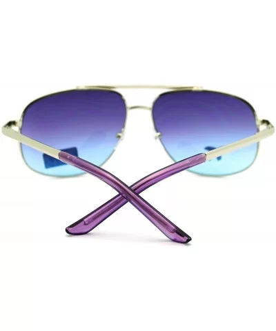 Color Lens Square Aviator Sunglasses Flat Top Silver Metal Frame - Silver - C311E4DO51L $6.67 Aviator