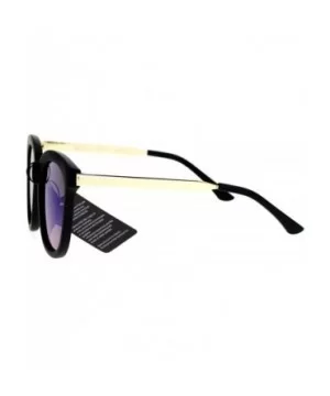 Flat Color Mirror Lens Metal Arm Rectangular Thick Horn Rim Sunglasses - Green Revo - CT12K07R3GX $7.23 Wayfarer