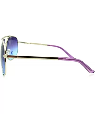 Color Lens Square Aviator Sunglasses Flat Top Silver Metal Frame - Silver - C311E4DO51L $6.67 Aviator