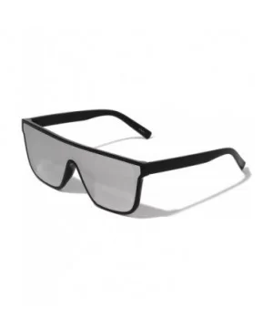 Flat Top Classic Square One Piece Shield Sunglasses - Grey - C0197LRH47G $13.53 Shield