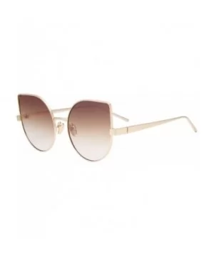 Cat Eye Mirrored Flat Lenses Light Metal Frame Women Sunglasses 5273 - Gold Frame Brown Lenses - C317Z743QS6 $11.29 Cat Eye