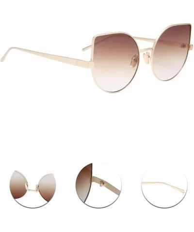 Cat Eye Mirrored Flat Lenses Light Metal Frame Women Sunglasses 5273 - Gold Frame Brown Lenses - C317Z743QS6 $11.29 Cat Eye