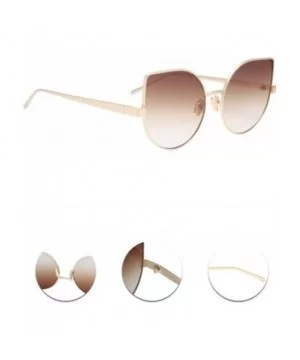 Cat Eye Mirrored Flat Lenses Light Metal Frame Women Sunglasses 5273 - Gold Frame Brown Lenses - C317Z743QS6 $11.29 Cat Eye