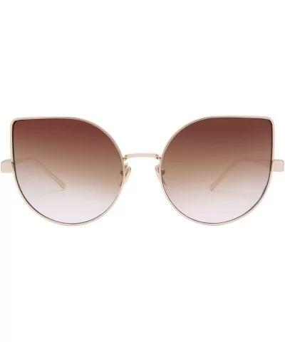 Cat Eye Mirrored Flat Lenses Light Metal Frame Women Sunglasses 5273 - Gold Frame Brown Lenses - C317Z743QS6 $11.29 Cat Eye