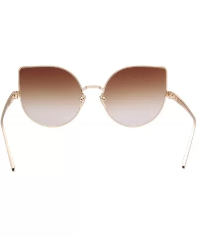 Cat Eye Mirrored Flat Lenses Light Metal Frame Women Sunglasses 5273 - Gold Frame Brown Lenses - C317Z743QS6 $11.29 Cat Eye