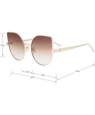 Cat Eye Mirrored Flat Lenses Light Metal Frame Women Sunglasses 5273 - Gold Frame Brown Lenses - C317Z743QS6 $11.29 Cat Eye