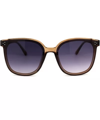 Womens Boyfriend Style Round Oversize Horn Rim Sunglasses - Brown Beige Smoke - CJ18ZCMTYD2 $5.65 Rectangular