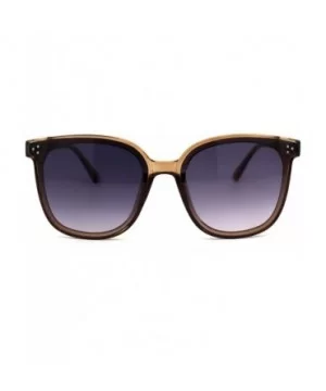 Womens Boyfriend Style Round Oversize Horn Rim Sunglasses - Brown Beige Smoke - CJ18ZCMTYD2 $5.65 Rectangular