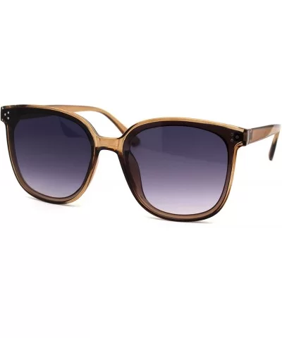 Womens Boyfriend Style Round Oversize Horn Rim Sunglasses - Brown Beige Smoke - CJ18ZCMTYD2 $5.65 Rectangular