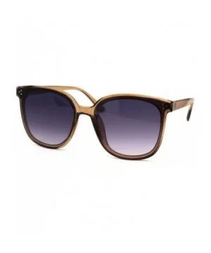 Womens Boyfriend Style Round Oversize Horn Rim Sunglasses - Brown Beige Smoke - CJ18ZCMTYD2 $5.65 Rectangular