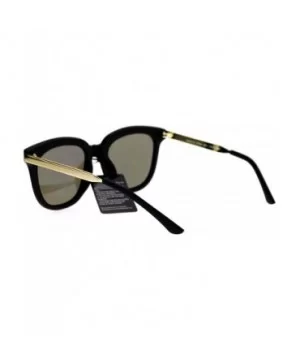 Flat Color Mirror Lens Metal Arm Rectangular Thick Horn Rim Sunglasses - Green Revo - CT12K07R3GX $7.23 Wayfarer