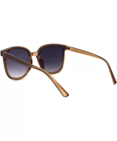 Womens Boyfriend Style Round Oversize Horn Rim Sunglasses - Brown Beige Smoke - CJ18ZCMTYD2 $5.65 Rectangular