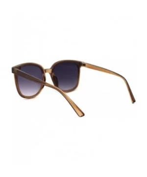 Womens Boyfriend Style Round Oversize Horn Rim Sunglasses - Brown Beige Smoke - CJ18ZCMTYD2 $5.65 Rectangular