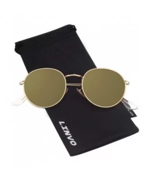 Classic Semi Rimless Half Frame Polarized Sunglasses for Men Women UV400 - 3 Gold Frame / Brown Lens - C118T83SZRA $11.33 Oval