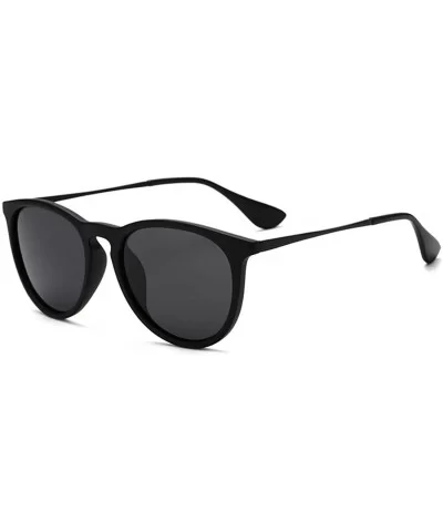 Polarized Sunglasses for Women Classic Round UV Protection Sun Glasses 8071 - Black - CY193E3SKLA $6.08 Round