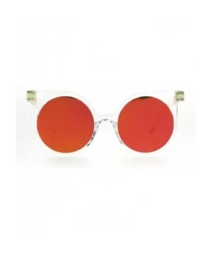 Womens Round Circle Cateye Sunglasses Super Flat Mirror Lens UV 400 - Clear (Orange Mirror) - CI188YMTDC6 $6.87 Round