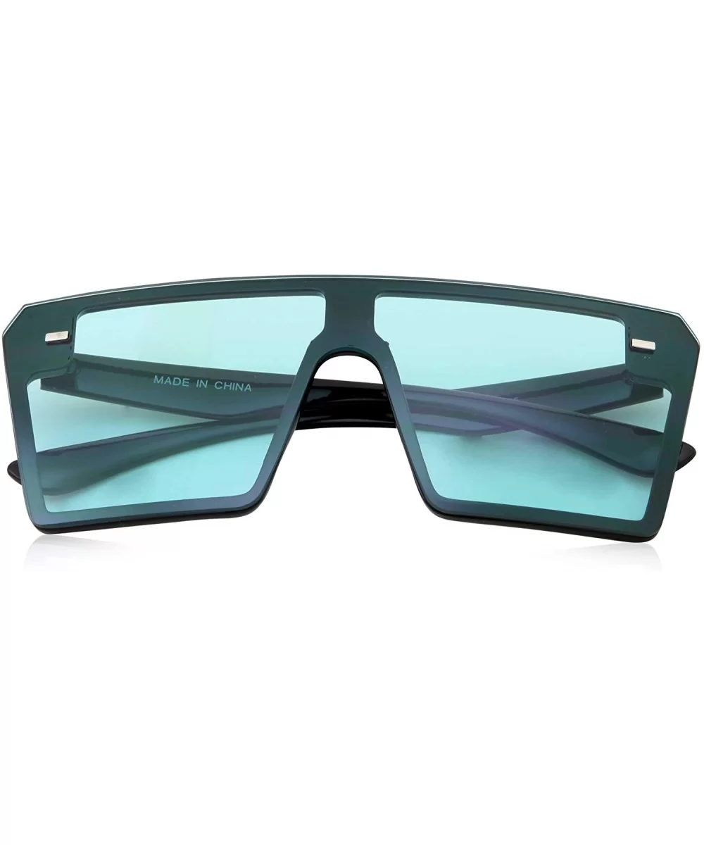 Modern Oversize Color Tone Square Sunglasses - Blue - CP18KN8K7WI $10.25 Oversized