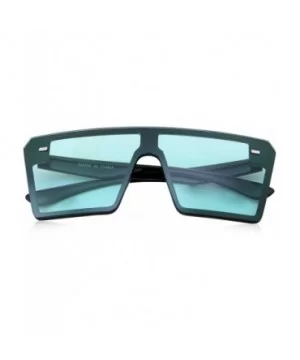 Modern Oversize Color Tone Square Sunglasses - Blue - CP18KN8K7WI $10.25 Oversized