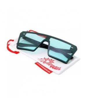 Modern Oversize Color Tone Square Sunglasses - Blue - CP18KN8K7WI $10.25 Oversized