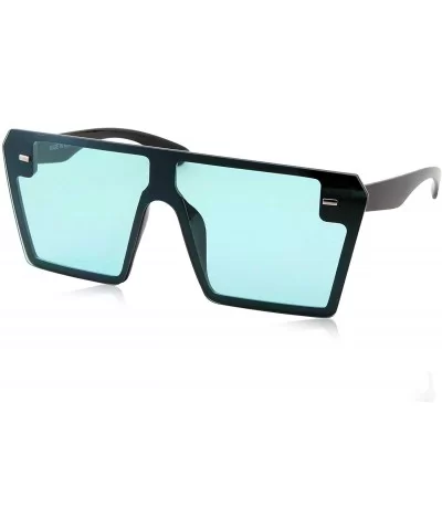 Modern Oversize Color Tone Square Sunglasses - Blue - CP18KN8K7WI $10.25 Oversized