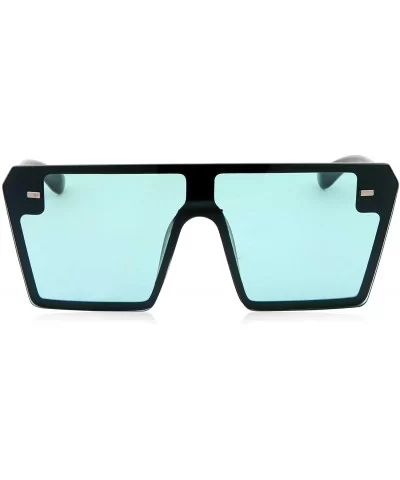 Modern Oversize Color Tone Square Sunglasses - Blue - CP18KN8K7WI $10.25 Oversized