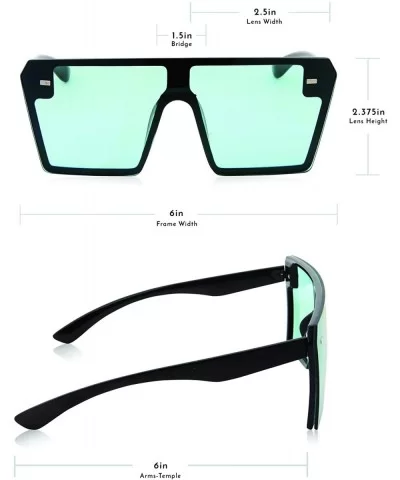 Modern Oversize Color Tone Square Sunglasses - Blue - CP18KN8K7WI $10.25 Oversized