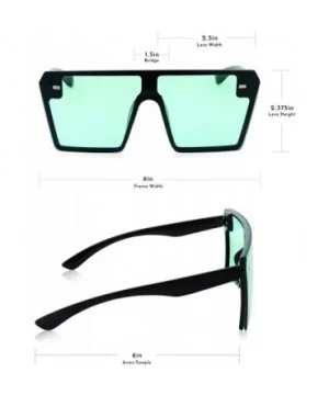 Modern Oversize Color Tone Square Sunglasses - Blue - CP18KN8K7WI $10.25 Oversized