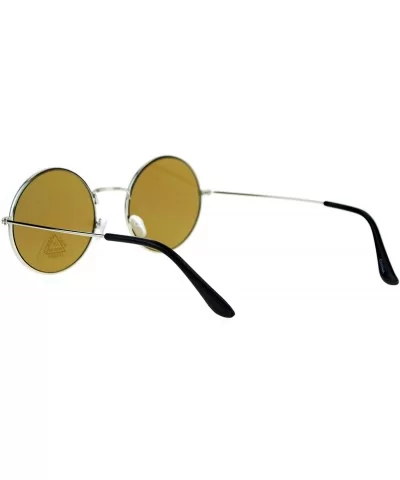 Super Flat Lens Sunglasses Round Circle Thin Metal Frame Eyewear - Silver (Brown) - CI189OIC5DQ $7.25 Round