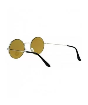 Super Flat Lens Sunglasses Round Circle Thin Metal Frame Eyewear - Silver (Brown) - CI189OIC5DQ $7.25 Round