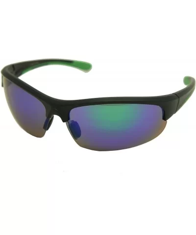 Double Injection Sunglasses SPORTS - 2755 Matte Black Green / Green Blue Mirror - CK12HTQ11HZ $19.38 Rectangular