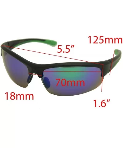 Double Injection Sunglasses SPORTS - 2755 Matte Black Green / Green Blue Mirror - CK12HTQ11HZ $19.38 Rectangular