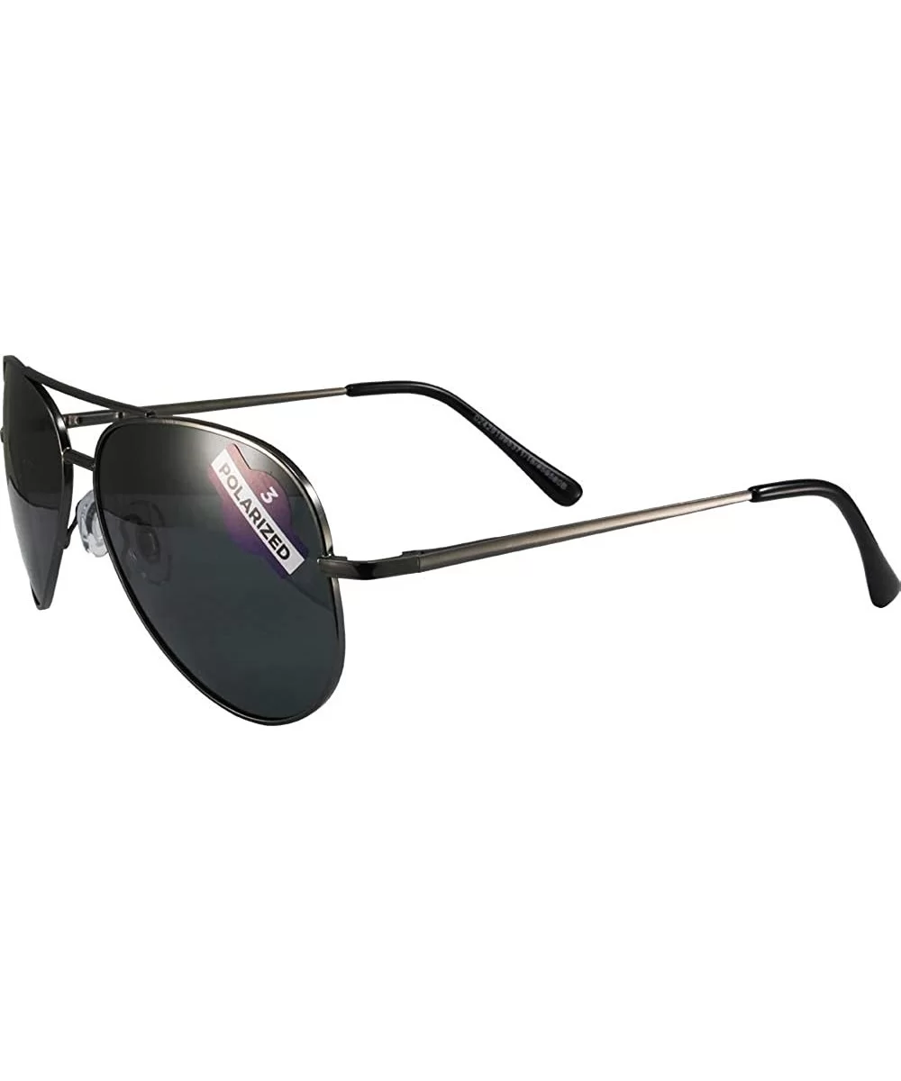 Aviator-3 Riding Driving Flying Sunglasses Gunmetal Frame with Polarized Smoke Lens - CJ18TKW9MKO $18.37 Wrap