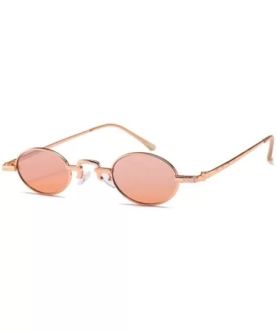 Unisex Vintage Oval Glasses Small Metal Frames Sunglasses UV400 - Pink - CF18NE3XKYN $7.88 Rectangular