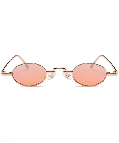 Unisex Vintage Oval Glasses Small Metal Frames Sunglasses UV400 - Pink - CF18NE3XKYN $7.88 Rectangular