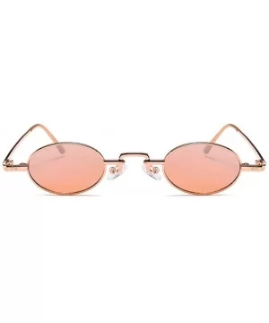 Unisex Vintage Oval Glasses Small Metal Frames Sunglasses UV400 - Pink - CF18NE3XKYN $7.88 Rectangular