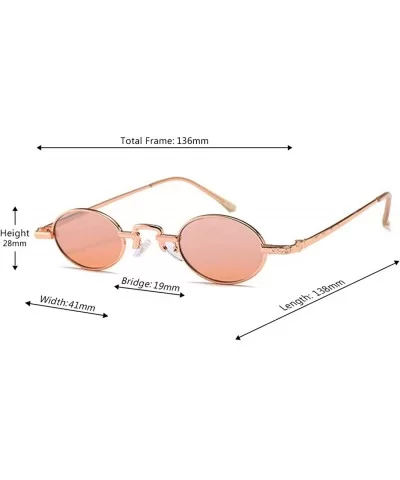 Unisex Vintage Oval Glasses Small Metal Frames Sunglasses UV400 - Pink - CF18NE3XKYN $7.88 Rectangular