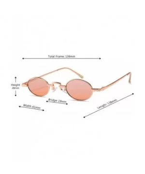 Unisex Vintage Oval Glasses Small Metal Frames Sunglasses UV400 - Pink - CF18NE3XKYN $7.88 Rectangular