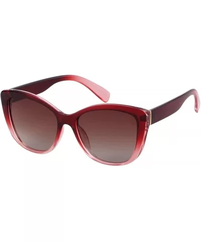 Jackie O Cat Eye Sunglasses Oversized Vintage Polarized Sunglasses for Women - Wine - CZ18YYUXLE6 $8.93 Cat Eye