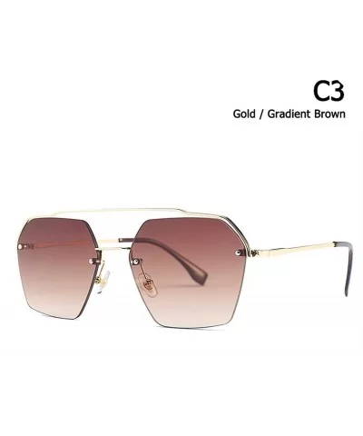 2020 Fashion Semi-RimlStyle Rivets Sunglasses Women Gradient Sun Glasses Oculos De Sol 25034 - C3 - CY197Y6NGT3 $20.28 Round