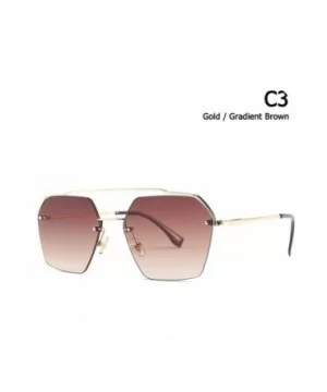 2020 Fashion Semi-RimlStyle Rivets Sunglasses Women Gradient Sun Glasses Oculos De Sol 25034 - C3 - CY197Y6NGT3 $20.28 Round